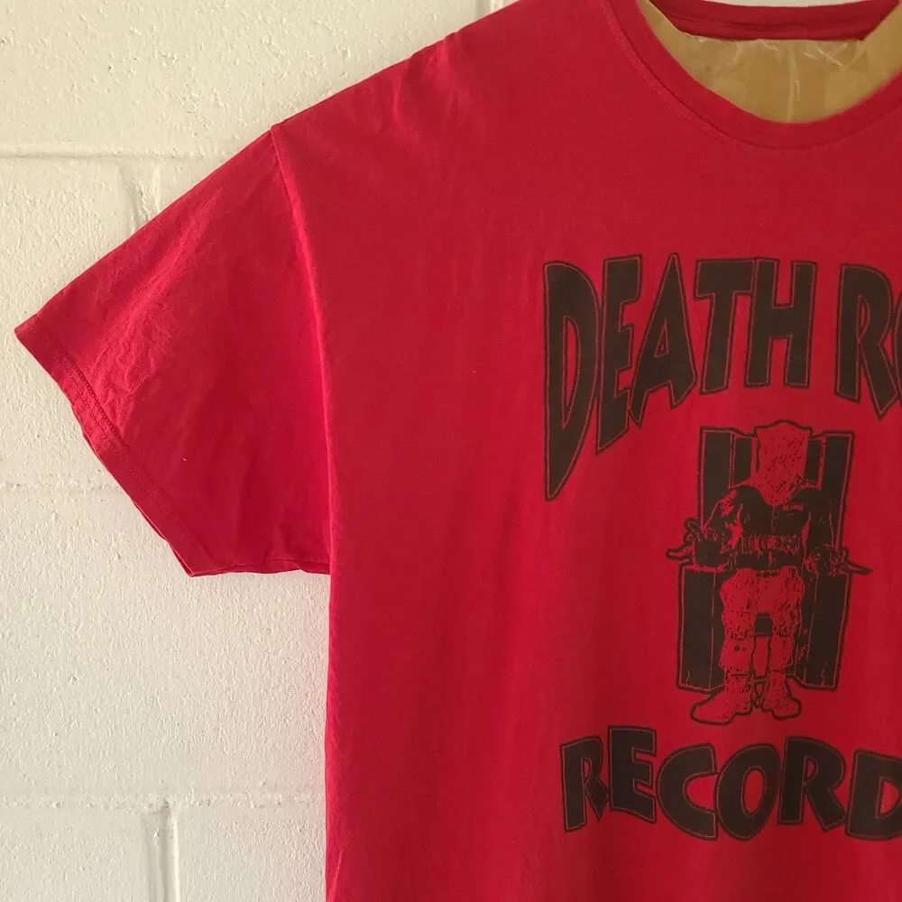 Death Row Records Red Short Sleeve T Shirt Men's Size 2XL Cotton Crew Neck Y2k